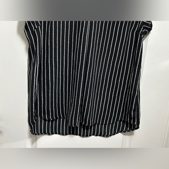 Halogen tunic blouse black white rope pattern women’s L double v-neck classic - Picture 5 of 14